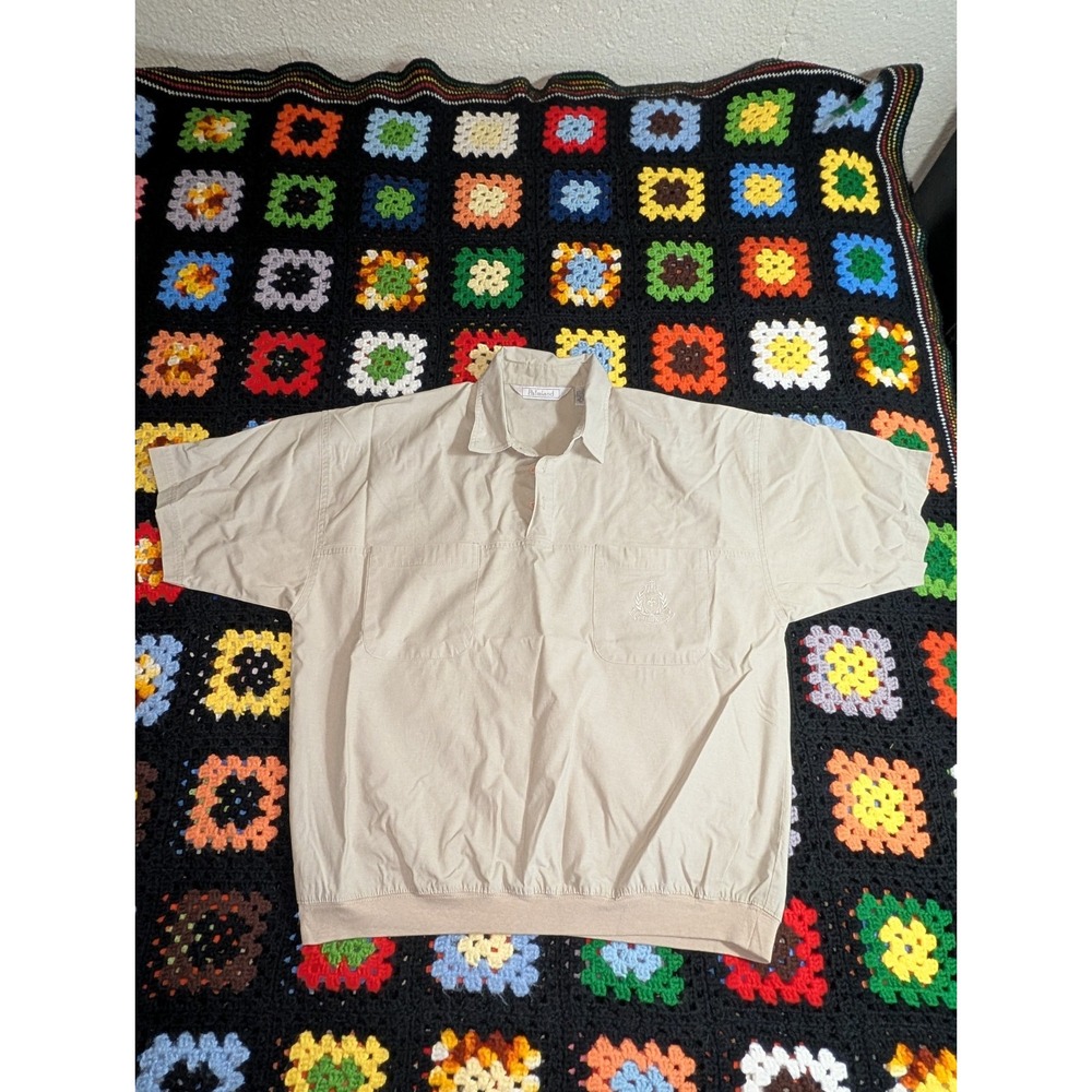 Classics by Palmland Pullover Shirt Mens Large Tan Retro Polo Pockets 90s